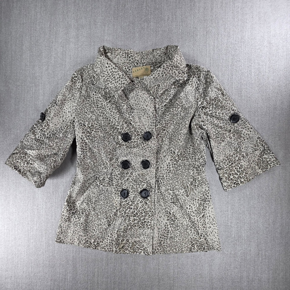 Ashley by Twenty Six International Jacket Women Size M Grey Leopard Print Coat